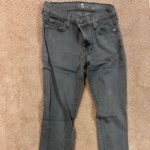 Women's Seven For All Mankind Gray Denim The Skinny Jeans Mid Rise Size 27